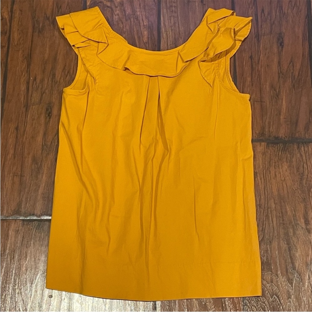 JCrew Size 00 Gold Flutter Sleeve and Neck Sleeveless Top